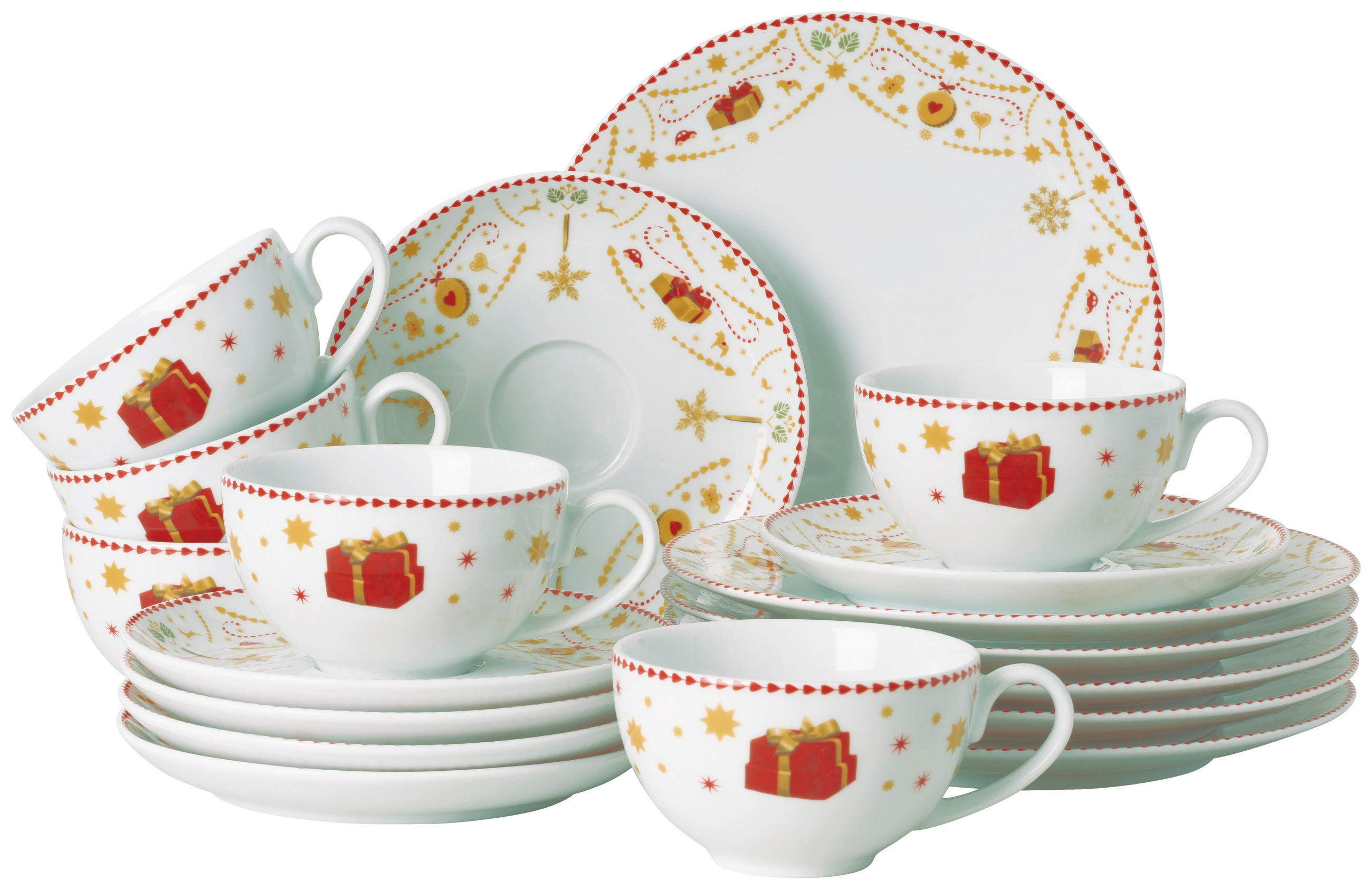 KAFFEESET Multicolor Christmas Love 18-teilig  - Multicolor, Basics, Keramik (24,2/33,9/25cm) - Hutschenreuther