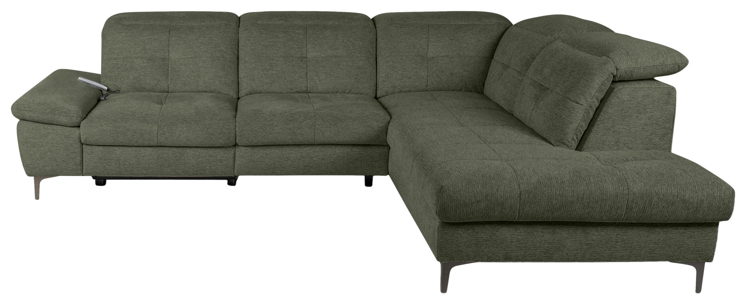 ECKSOFA Dunkelgrün Webstoff  - Dunkelgrün/Schwarz, KONVENTIONELL, Textil/Metall (288/225cm) - Carryhome