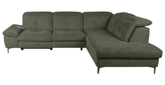 ECKSOFA Dunkelgrün Webstoff  - Dunkelgrün/Schwarz, KONVENTIONELL, Textil/Metall (288/225cm) - Carryhome