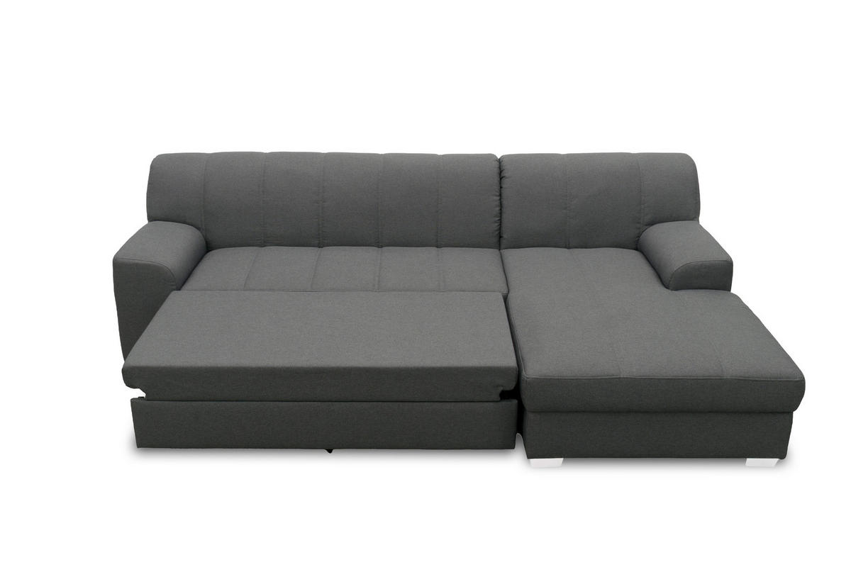 ECKSCHLAFSOFA  CAPRI Grau Struktur  - Chromfarben/Grau, KONVENTIONELL, Textil/Metall (239/152cm) - MID.YOU