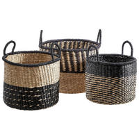 KORB  - Schwarz/Naturfarben, Design, Naturmaterialien (40/28cm) - Boltze Home