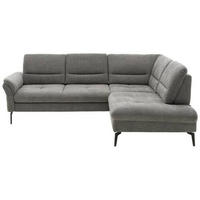 ECKSOFA in Webstoff Grau  - Schwarz/Grau, Design, Textil/Metall (256/206cm) - Beldomo System