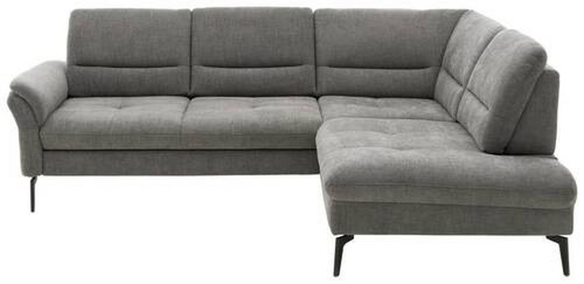 ECKSOFA in Webstoff Grau  - Schwarz/Grau, Design, Textil/Metall (256/206cm) - Beldomo System