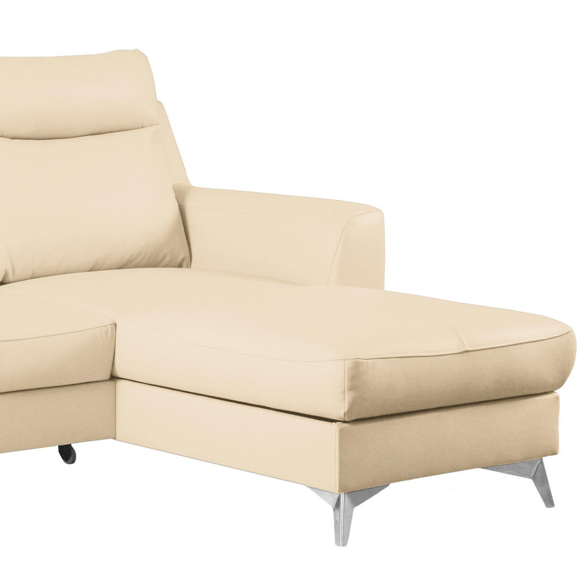 ECKSOFA Lederlook Echtleder Beige  - Chromfarben/Beige, Design, Leder/Textil (236/168cm) - Livetastic