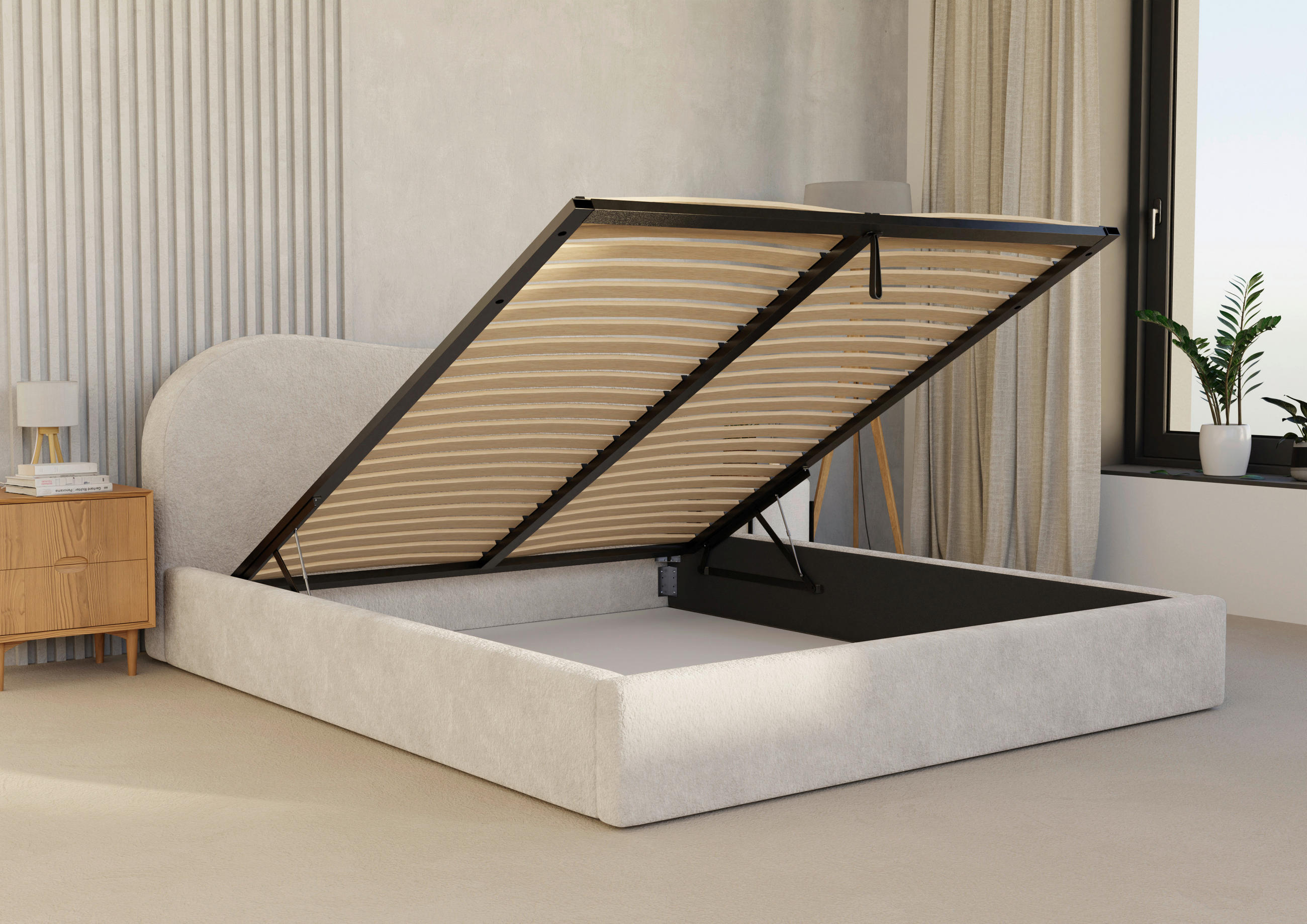 POLSTERBETT Bettkasten, Lattenrost 140/200 cm  in Weiß  - Schwarz/Weiß, Design, Holz/Textil (140/200cm) - Boxxx