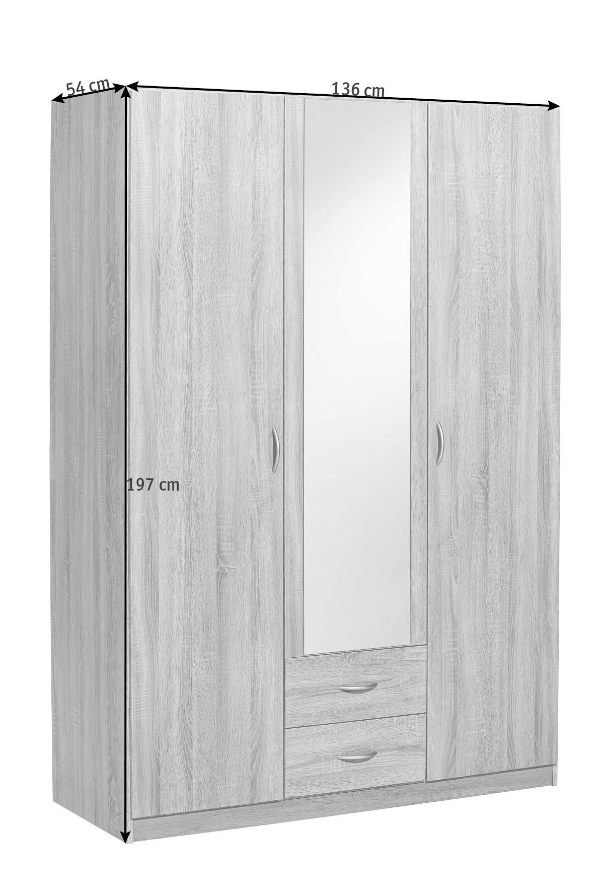 DREHTÜRENSCHRANK in Grau  - Silberfarben/Grau, Design, Glas/Holzwerkstoff (136/197/54cm) - Boxxx