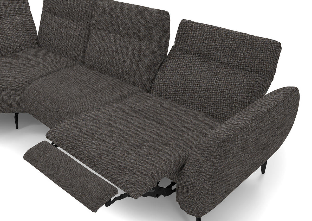 ECKSOFA in Webstoff Taupe  223/290 cm  - Taupe/Schwarz, Design, Textil/Metall (223/290cm) - Moderano
