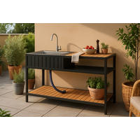 OUTDOORKÜCHE - Anthrazit/Teakfarben, MODERN, Kunststoff/Metall (127/95/50cm) - Ambia Garden