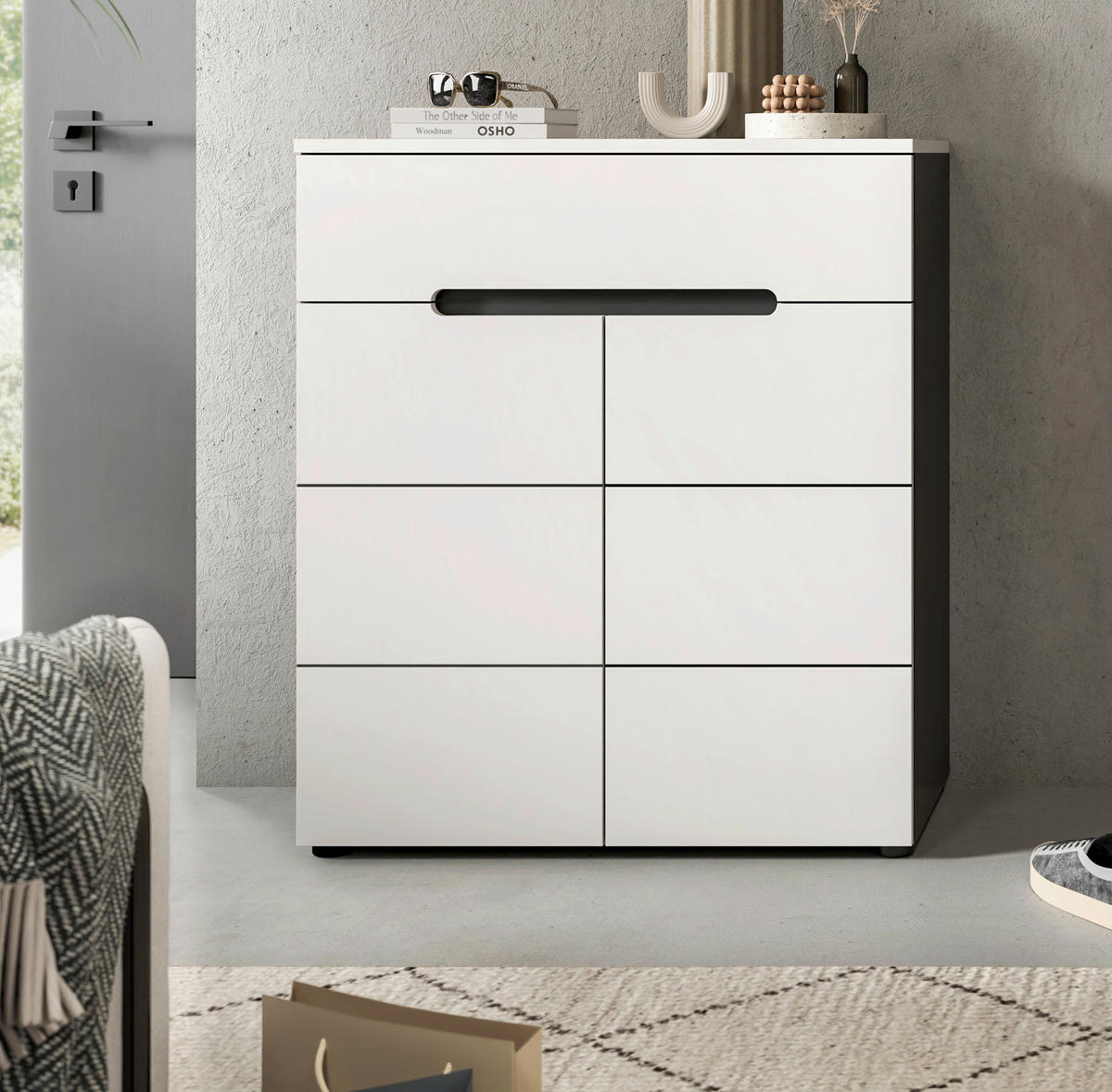 SCHUHSCHRANK  in 80/94/37 cm  - Schwarz/Weiß, Design, Holzwerkstoff/Kunststoff (80/94/37cm) - Livetastic