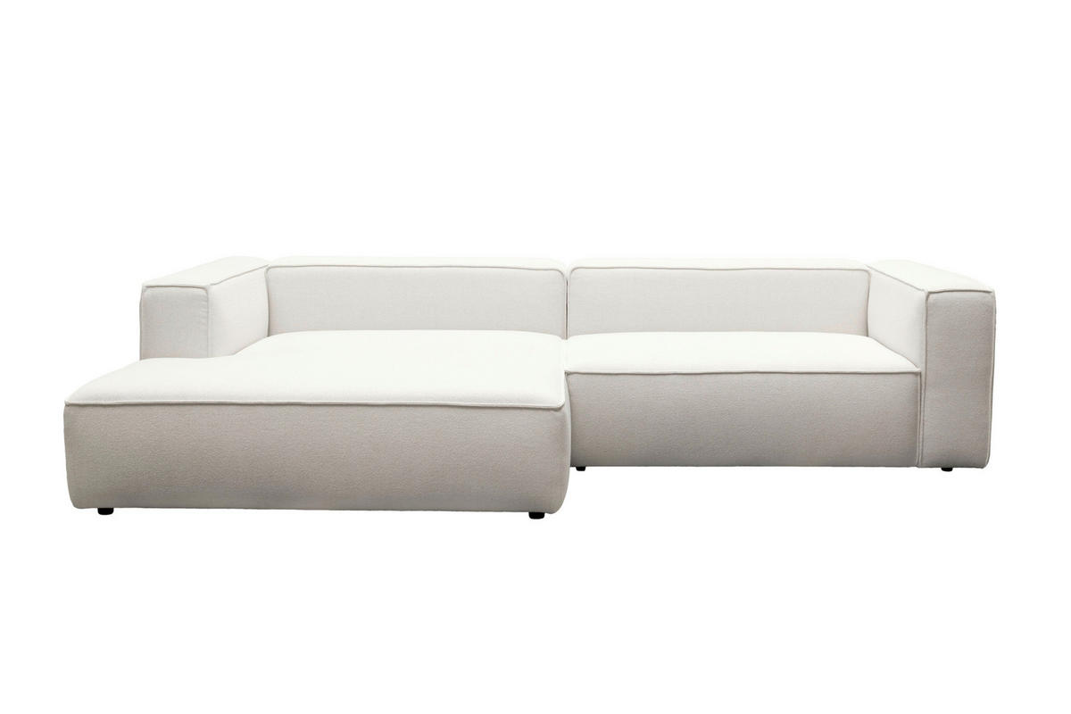 ECKSOFA Weiß Chenille Rücken echt  - Schwarz/Weiß, MODERN, Kunststoff/Textil (185/296cm) - Hom`in