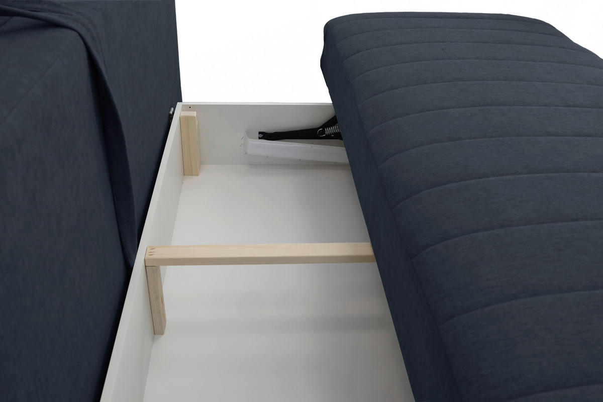SCHLAFSOFA in Flachgewebe Dunkelblau  - Schwarz/Dunkelblau, Basics, Textil/Metall (202/98/78cm) - Livetastic