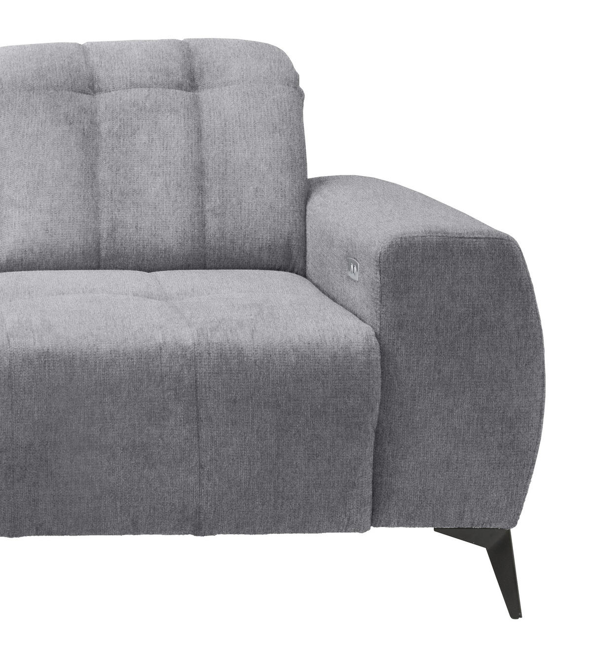 ECKSOFA in Mikrofaser Hellgrau  - Hellgrau/Schwarz, Modern, Textil/Metall (200/261cm) - Livetastic