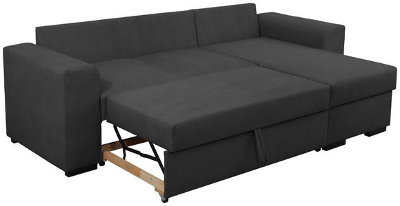 ECKSOFA in Webstoff Anthrazit  - Anthrazit/Schwarz, KONVENTIONELL, Kunststoff/Textil (243/155cm) - Carryhome