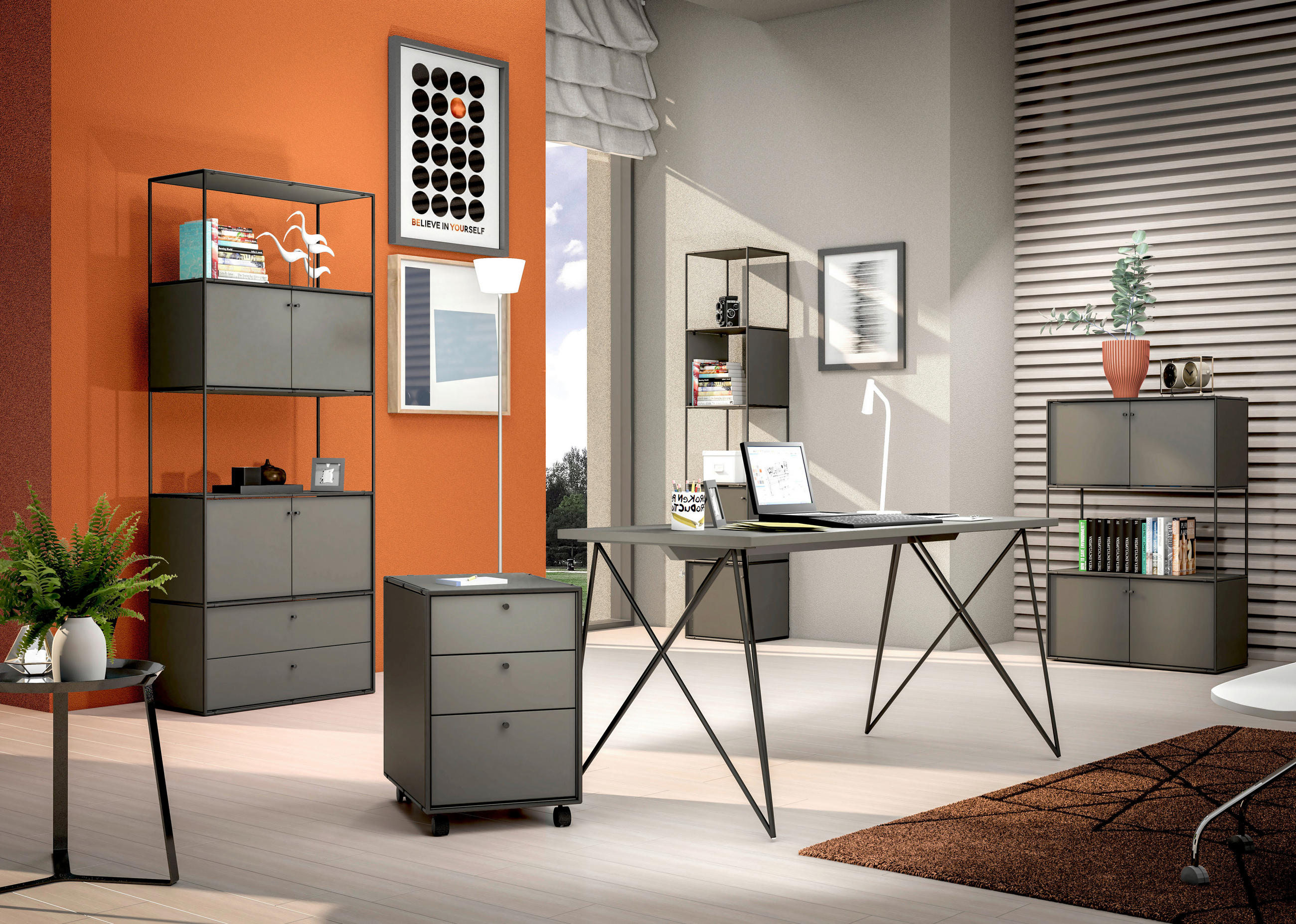 ROLLCONTAINER 40,7/55,6/63 cm - Anthrazit/Schwarz, Design, Holzwerkstoff/Kunststoff (40,7/55,6/63cm) - Novel