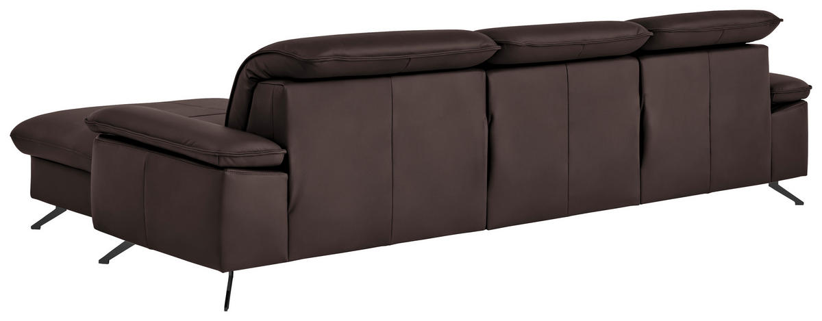 ECKSOFA  Echtleder Braun  - Schwarz/Braun, Design, Leder/Metall (307/169cm) - Beldomo Premium