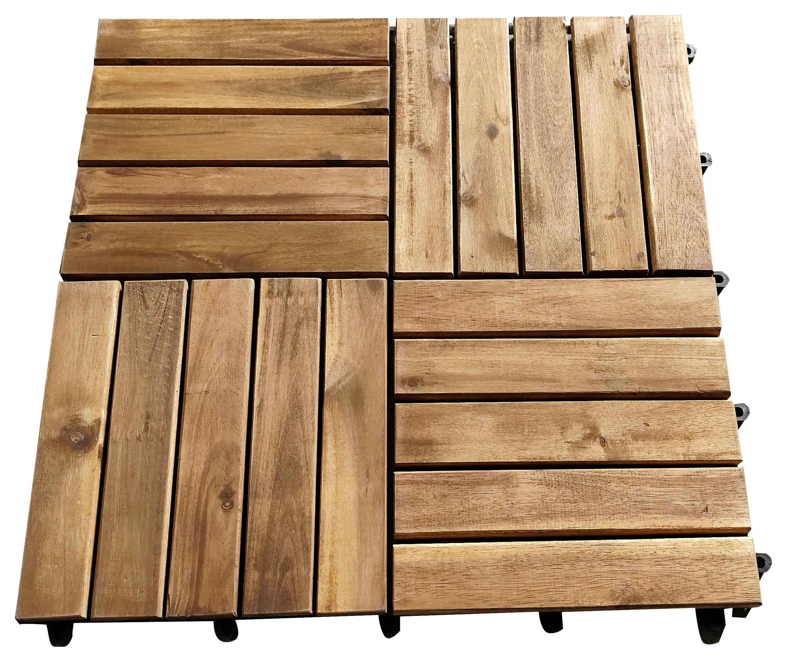 TERRASSENFLIESE Schwarz, Akaziefarben  - Schwarz/Akaziefarben, Basics, Holz/Kunststoff (50/50/2,4cm) - Ambia Garden