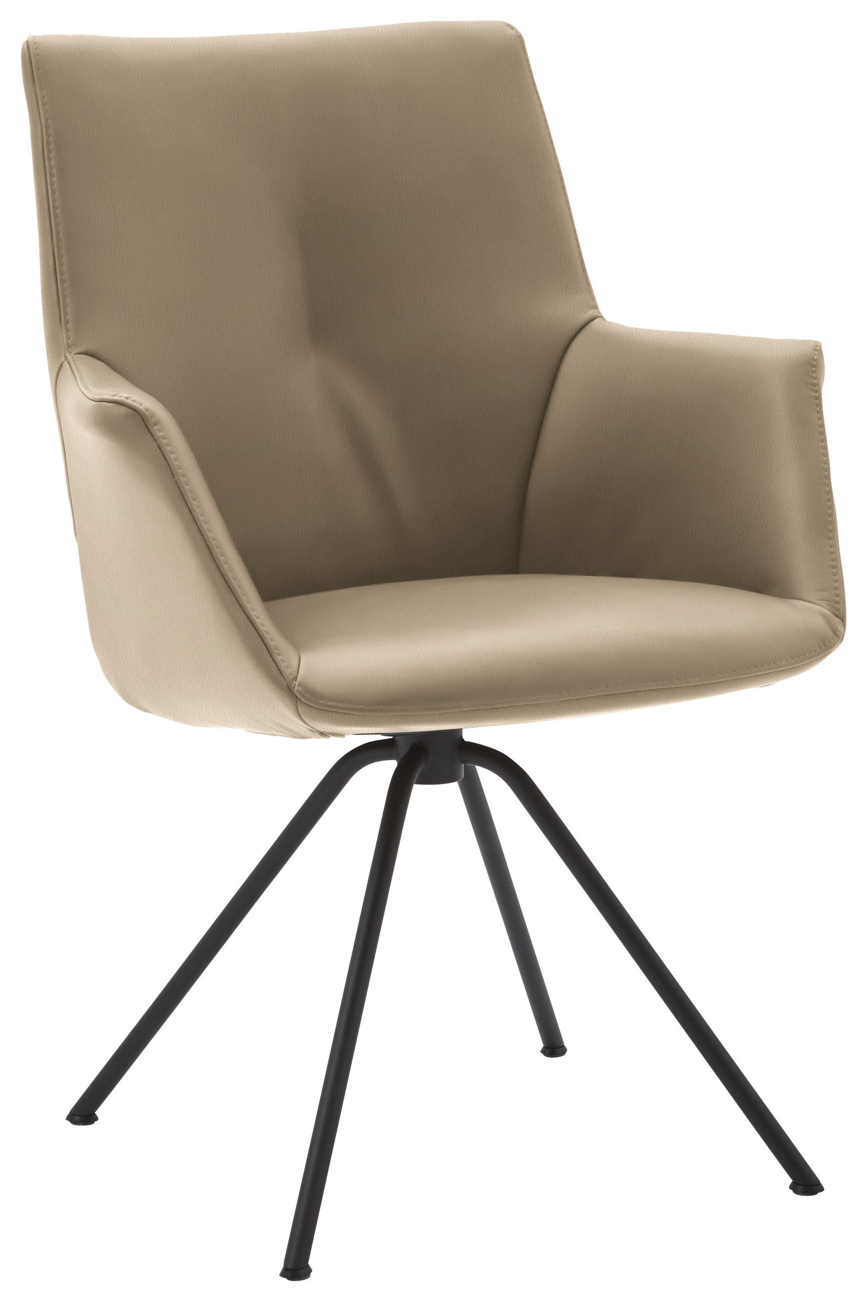 ARMLEHNSTUHL  in Stahl Echtleder pigmentiert  - Schwarz/Cappuccino, Design, Leder/Metall (65/91/63cm) - Dieter Knoll