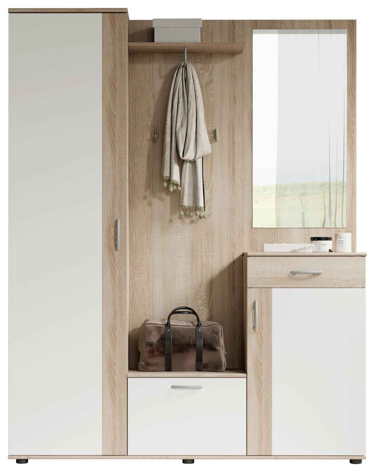 PREDSIEŇOVÝ NÁBYTOK, 145/188/30 cm - biela/dub sonoma, Konventionell, kompozitné drevo (145/188/30cm) - Carryhome
