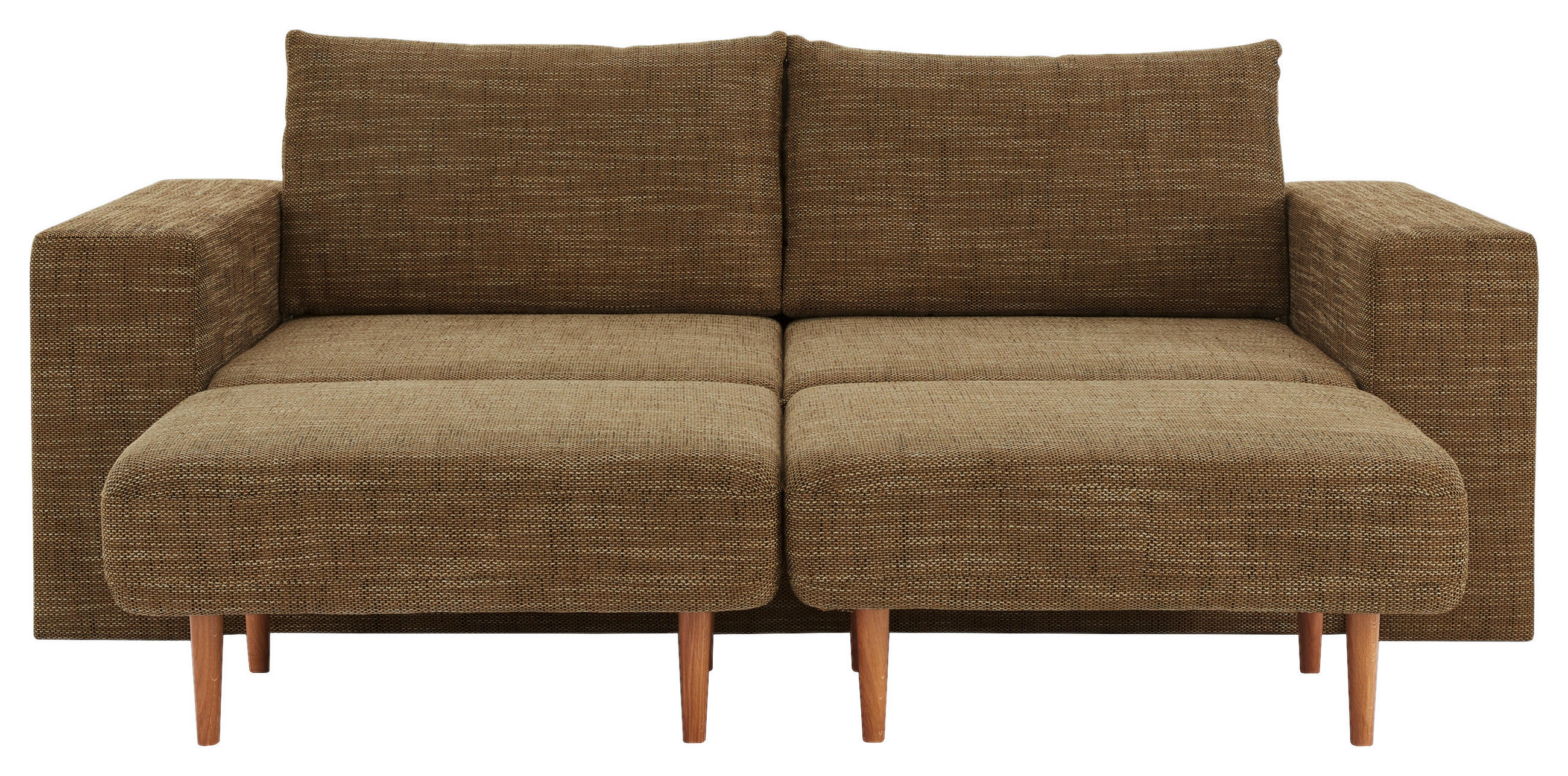 ZWEISITZER-SOFA Webstoff Braun - Eichefarben/Braun, Design, Holz/Textil (172/96/107cm) - LOOKS by W.Joop