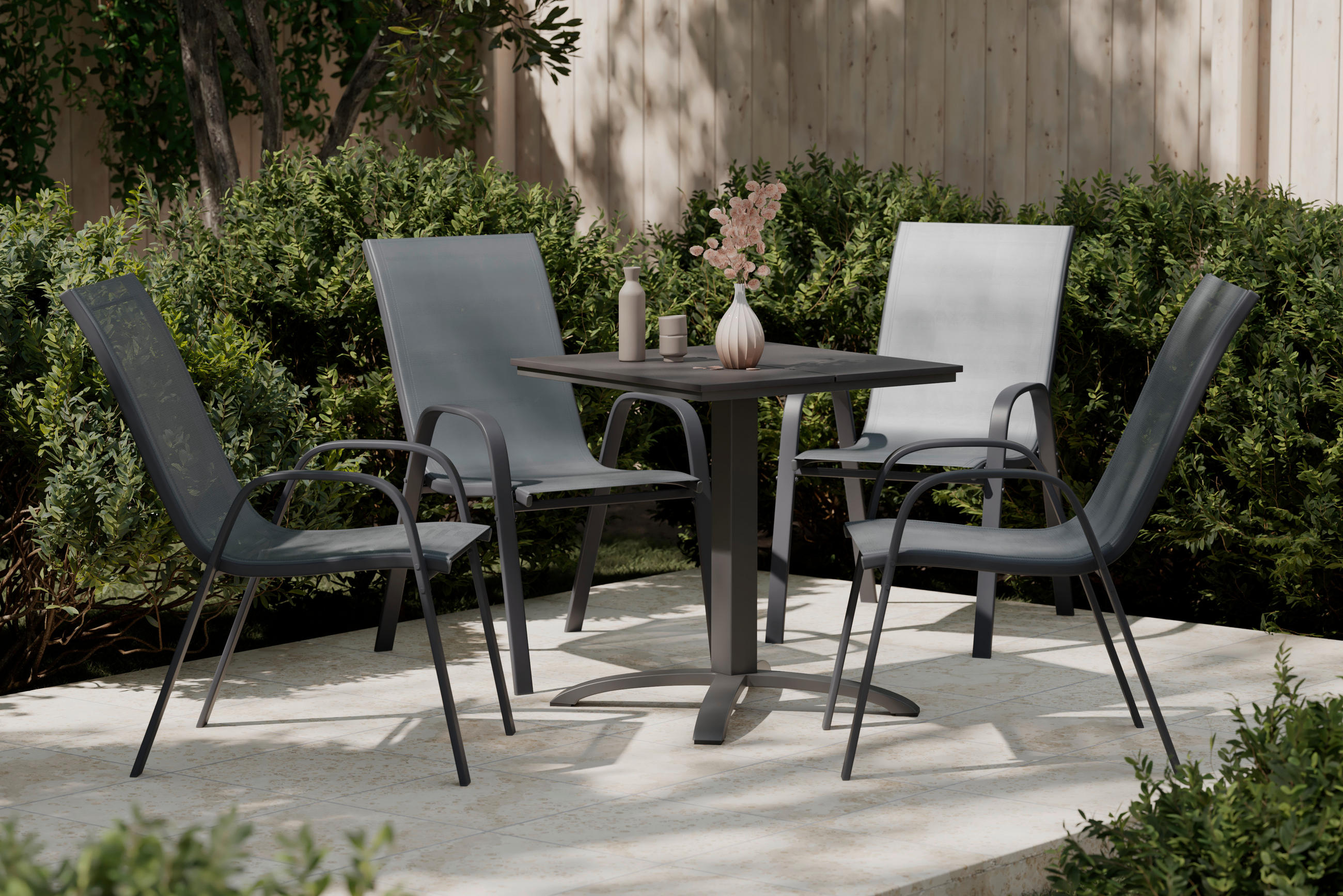 GARTENSESSEL-SET Eisen Anthrazit  - Anthrazit, MODERN, Textil/Metall (54/90/72cm) - Ambia Garden