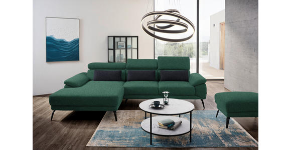ECKSOFA in Velours Grün 187/295 cm - Schwarz/Grün, Design, Textil/Metall (187/295cm) - Novel