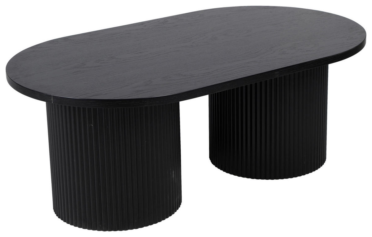 COUCHTISCH Eiche, Pappel furniert oval Schwarz  - Schwarz, Design, Holz/Holzwerkstoff (120/45/70cm) - Livetastic