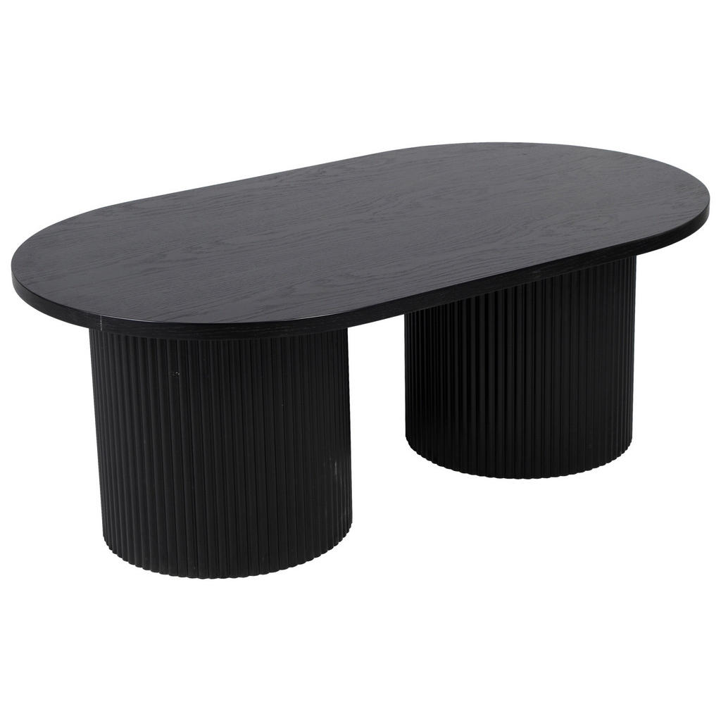 Thumbnail - Livetastic Couchtisch, Schwarz, Holz, Holzwerkstoff, Eiche, Pappel, furniert, oval, rund, 45x70x120 cm, Wohnzimmer, Wohn...