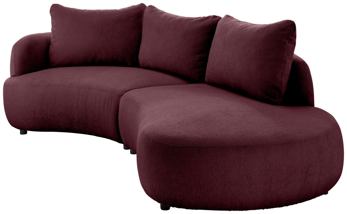 ECKSOFA in Mikrofaser Bordeaux  - Bordeaux/Schwarz, Modern, Kunststoff/Textil (139/250cm) - Livetastic