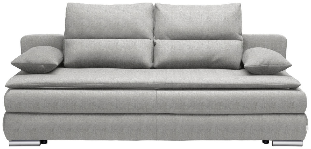 SCHLAFSOFA  mit Stoffauswahl, Schlafen auf Sitzhöhe, Rücken echt Webstoff Hellgrau  - Silberfarben/Hellgrau, KONVENTIONELL, Kunststoff/Textil (207/94/90cm) - Livetastic