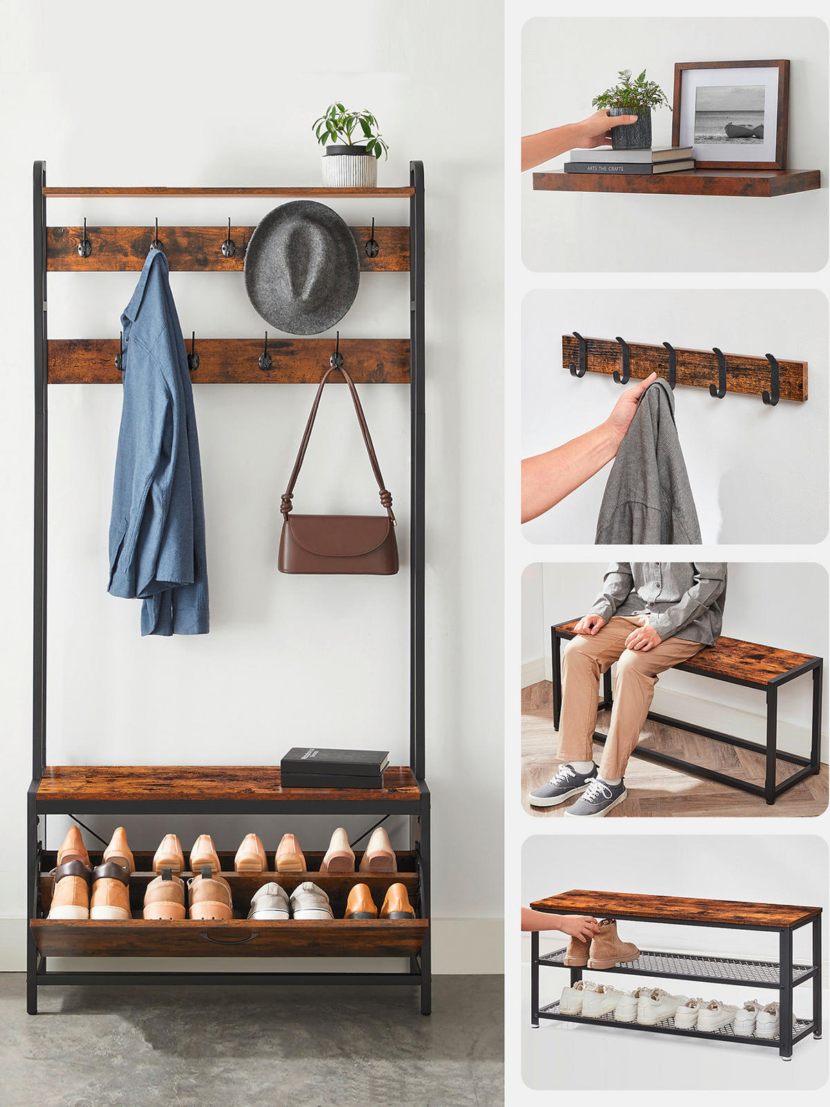 GARDEROBE  in 85/30/180 cm  - Schwarz/Braun, Trend, Holzwerkstoff/Metall (85/30/180cm) - MID.YOU
