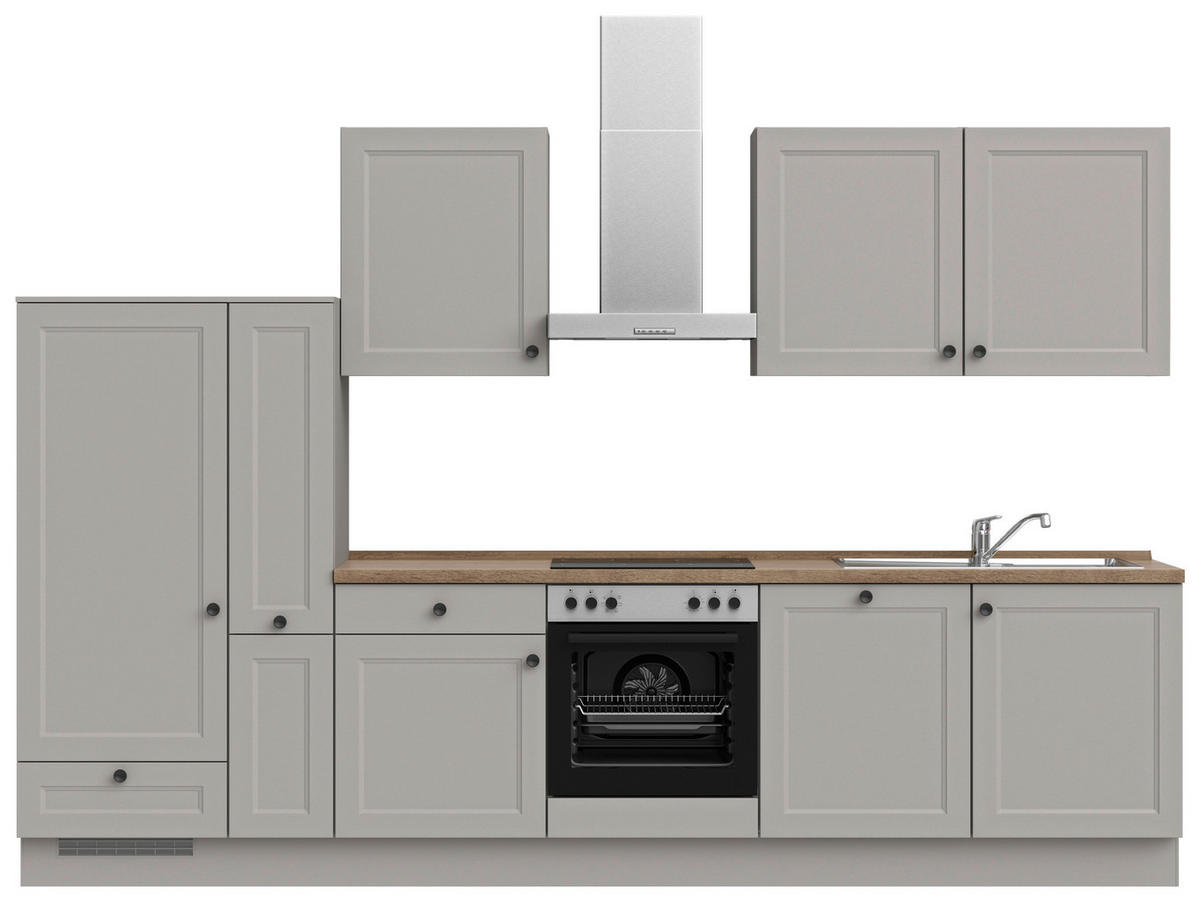 KÜCHENLEERBLOCK 330 cm   in Grau, Eiche dunkel  - Eiche dunkel/Schwarz, MODERN, Holzwerkstoff/Metall (330cm) - Nobilia