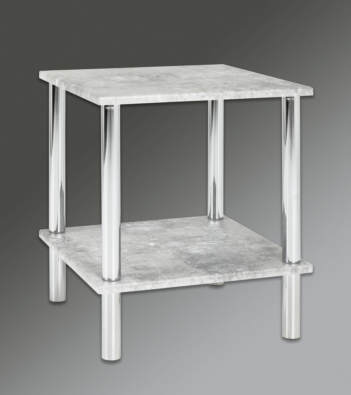 BEISTELLTISCH 39/39/45 cm Grau, Chromfarben quadratisch  - Chromfarben/Grau, Basics, Holzwerkstoff/Metall (39/39/45cm)