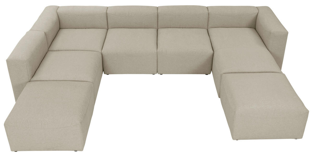 WOHNLANDSCHAFT in Flachgewebe Creme  - Creme, Design, Kunststoff/Textil (250/350/235cm) - Max Winzer