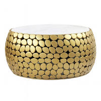 KONFERENČNÍ STOLEK, barvy zlata, kov, 66/32/66 cm - barvy zlata, Design, kov/kámen (66/32/66cm) - Livetastic