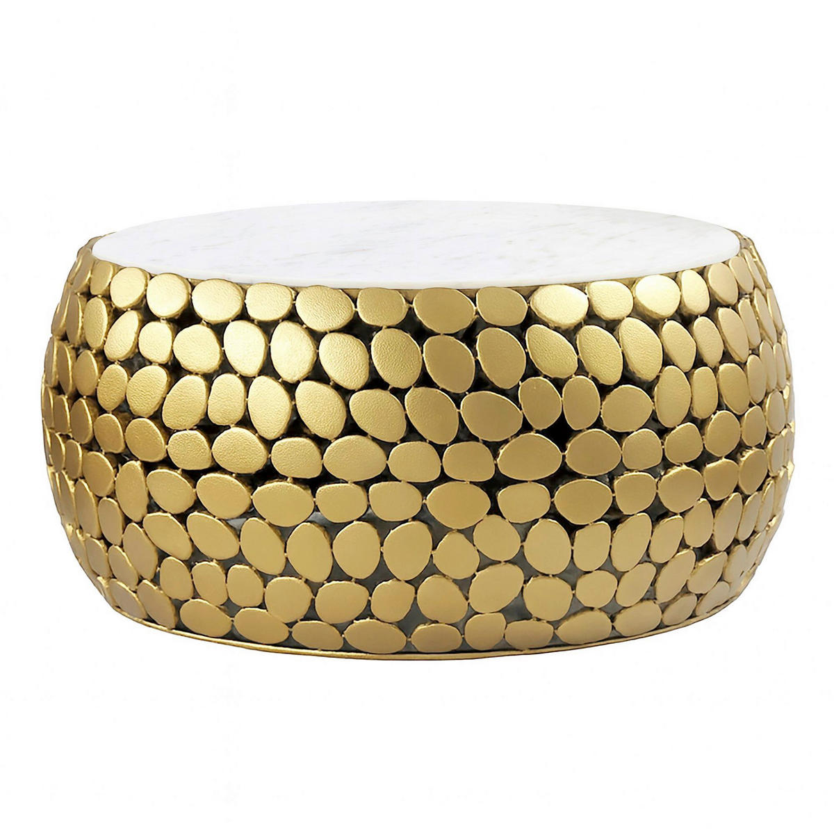 KONFERENČNÍ STOLEK, barvy zlata, kov, 66/32/66 cm - barvy zlata, Design, kov/kámen (66/32/66cm) - Livetastic