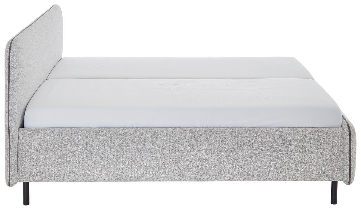 POLSTERBETT 160/200 cm  in Grau, Hellgrau  - Birkefarben/Buchefarben, Design, Holz/Textil (160/200cm) - Xora
