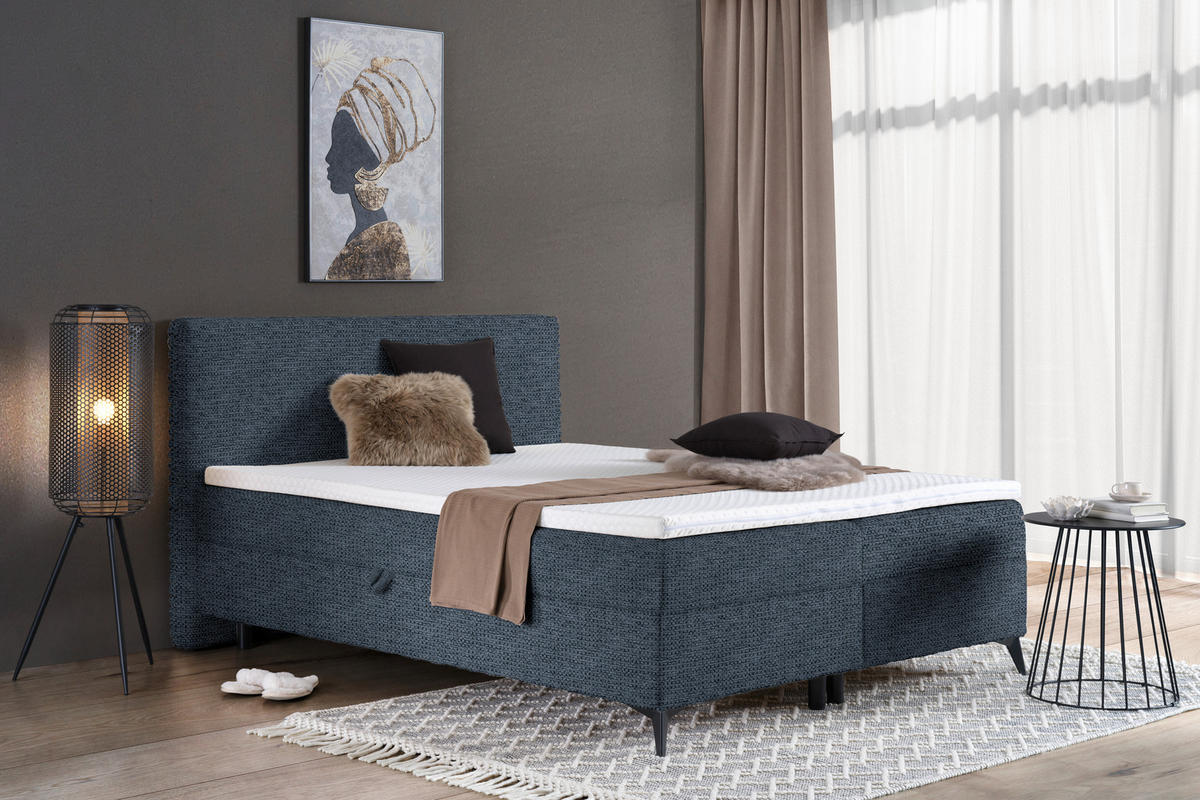BOXBETT 160/200 cm  in Blau  - Blau/Schwarz, Design, Holz/Holzwerkstoff (160/200cm) - Xora