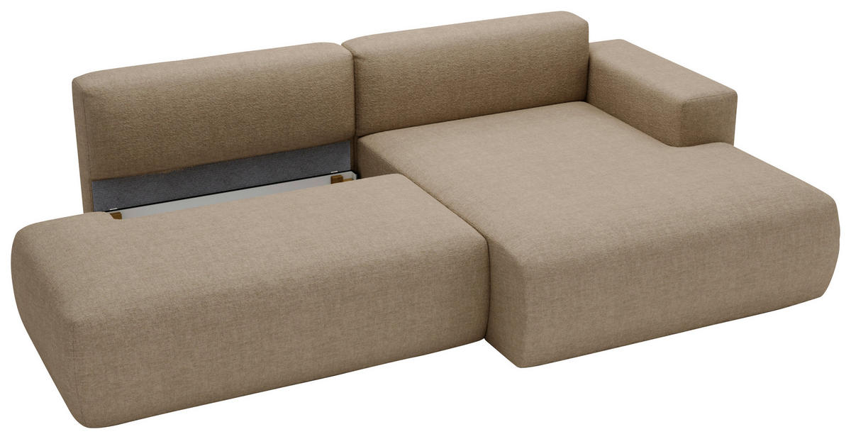 ECKSOFA Chenille Beige  - Beige/Schwarz, Design, Kunststoff/Textil (284/160cm) - Livetastic