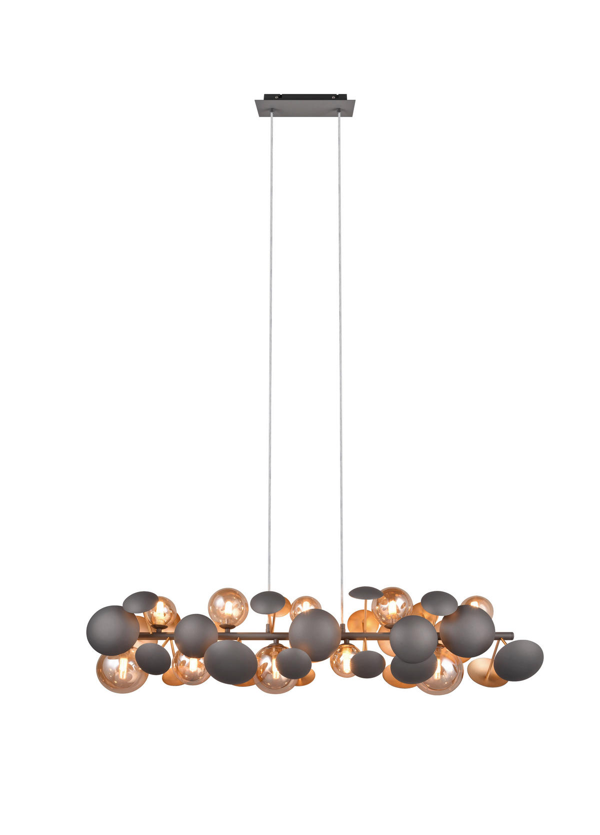 PENDELLEUCHTE Bubble 100/22/150 cm   - Anthrazit/Bernsteinfarben, LIFESTYLE, Glas/Metall (100/22/150cm) - Trio Leuchten