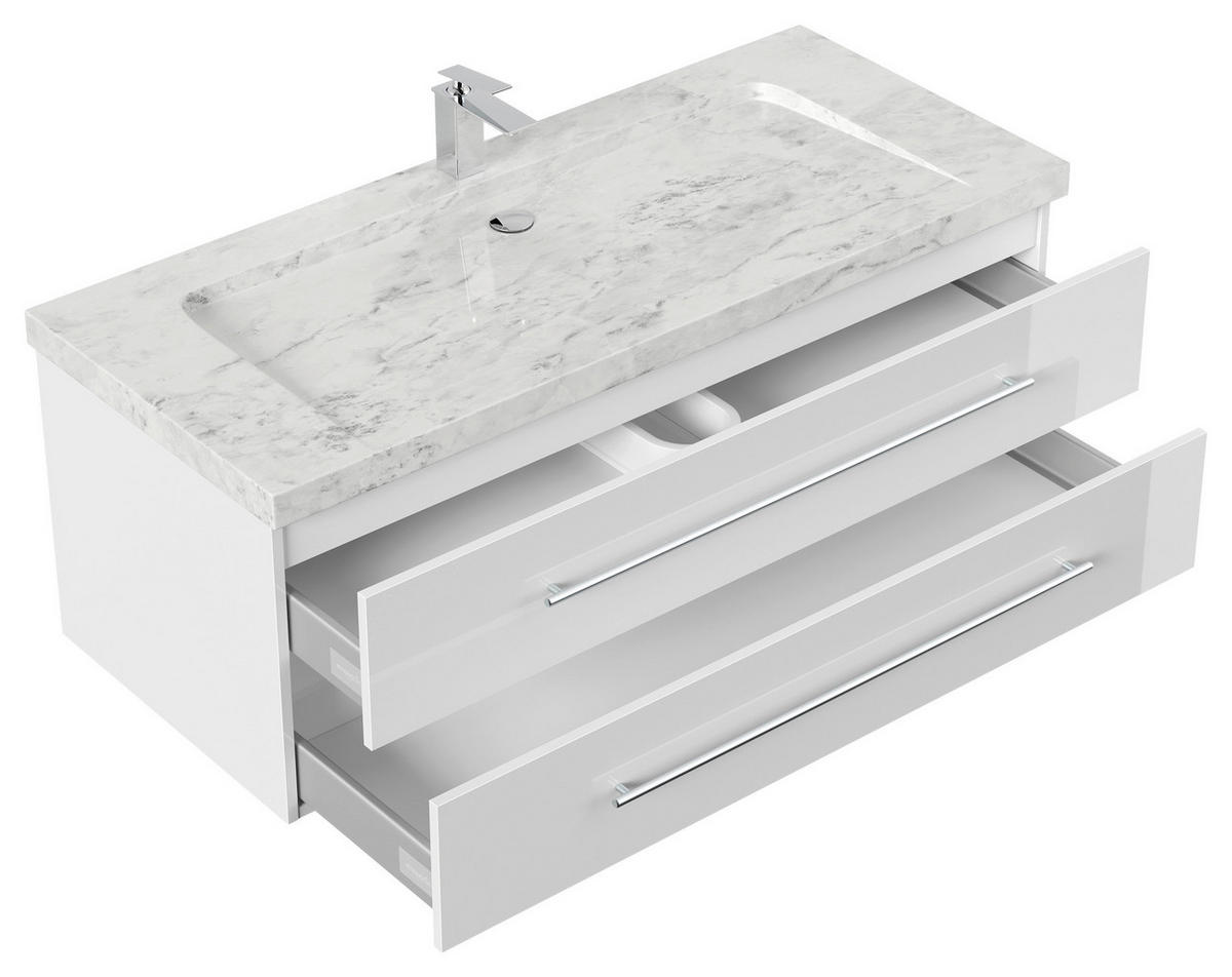 WASCHTISCHKOMBI 130 cm  - Weiß Hochglanz, Basics, Holzwerkstoff/Stein (130cm) - MID.YOU