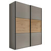 SCHWEBETÜRENSCHRANK 167/222/68 cm 2-türig Hellgrau, Eiche Artisan  - Hellgrau/Schwarz, Holzwerkstoff/Metall (167/222/68cm) - Moderano