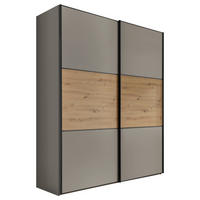 SCHWEBETÜRENSCHRANK 167/222/68 cm 2-türig Hellgrau, Eiche Artisan  - Hellgrau/Schwarz, Holzwerkstoff/Metall (167/222/68cm) - Moderano