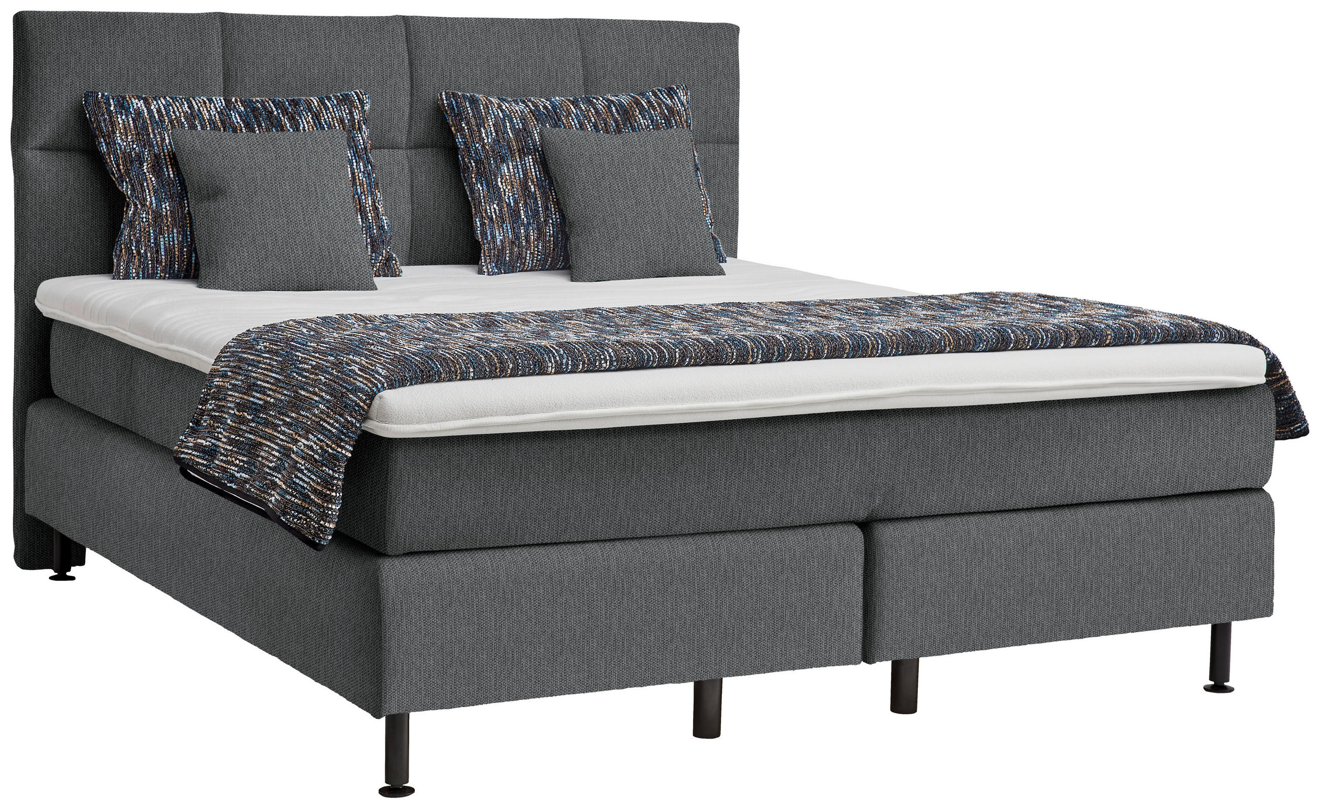 BOXSPRINGBETT 160/200 cm  in Dunkelgrau  - Dunkelgrau/Schwarz, Design, Kunststoff/Textil (160/200cm) - Beldomo - Sleep
