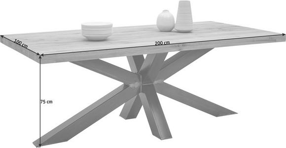 ESSTISCH in Holz, Metall 200/100/75 cm - Eichefarben/Schwarz, Design, Holz/Metall (200/100/75cm) - Valnatura