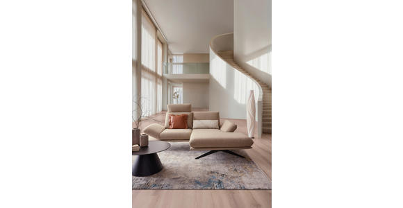 ECKSOFA  in Flachgewebe Beige  234/155 cm  - Beige/Schwarz, Design, Textil/Metall (234/155cm) - Dieter Knoll