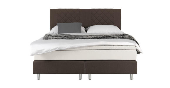 BOXSPRINGBETT 180/200 cm  in Braun  - Alufarben/Braun, Design, Holz/Metall (180/200cm) - Carryhome