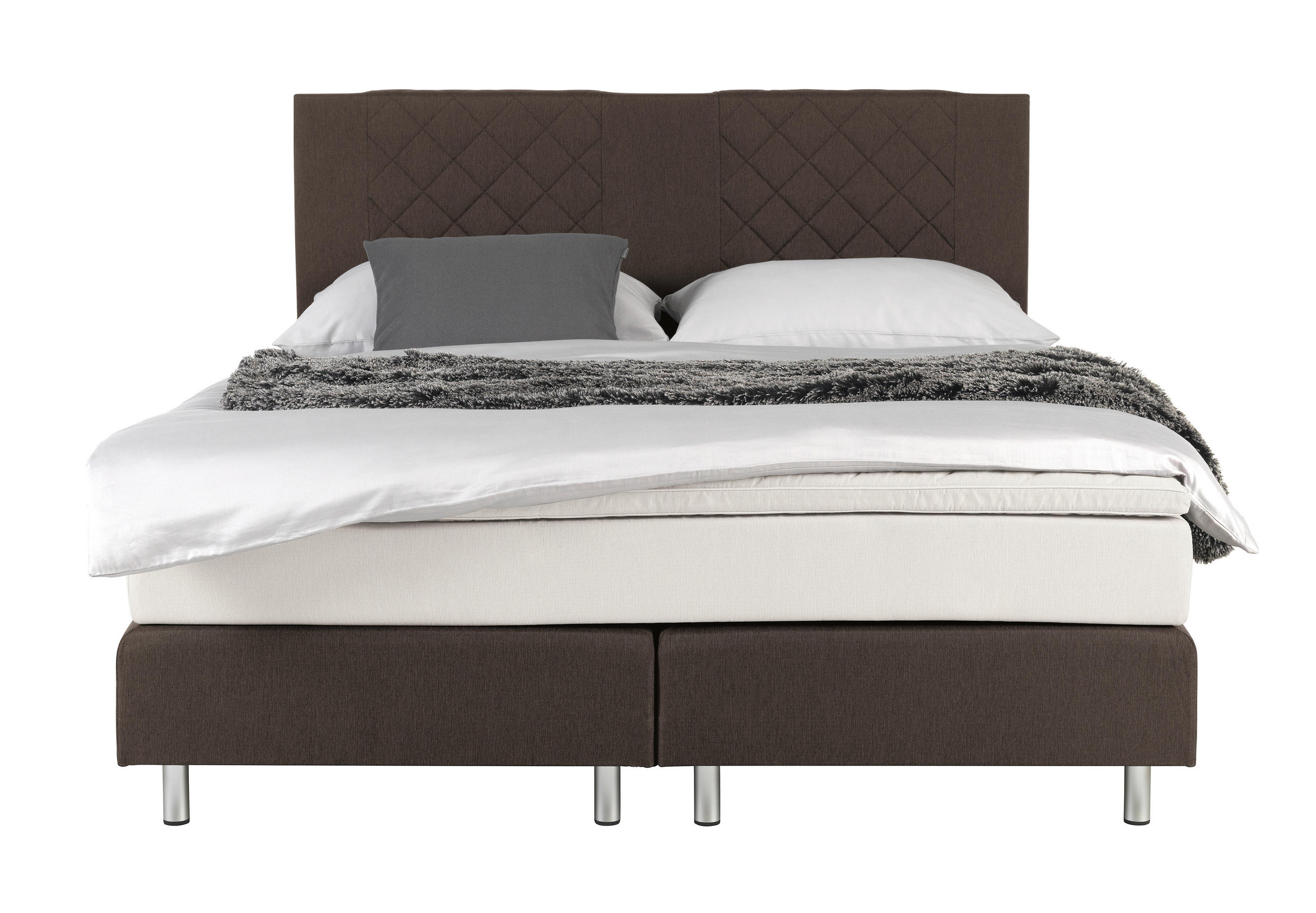 BOXSPRING-ÁGY 180/200 cm  barna  - barna/alumínium színű, Design, fa/fém (180/200cm) - Carryhome