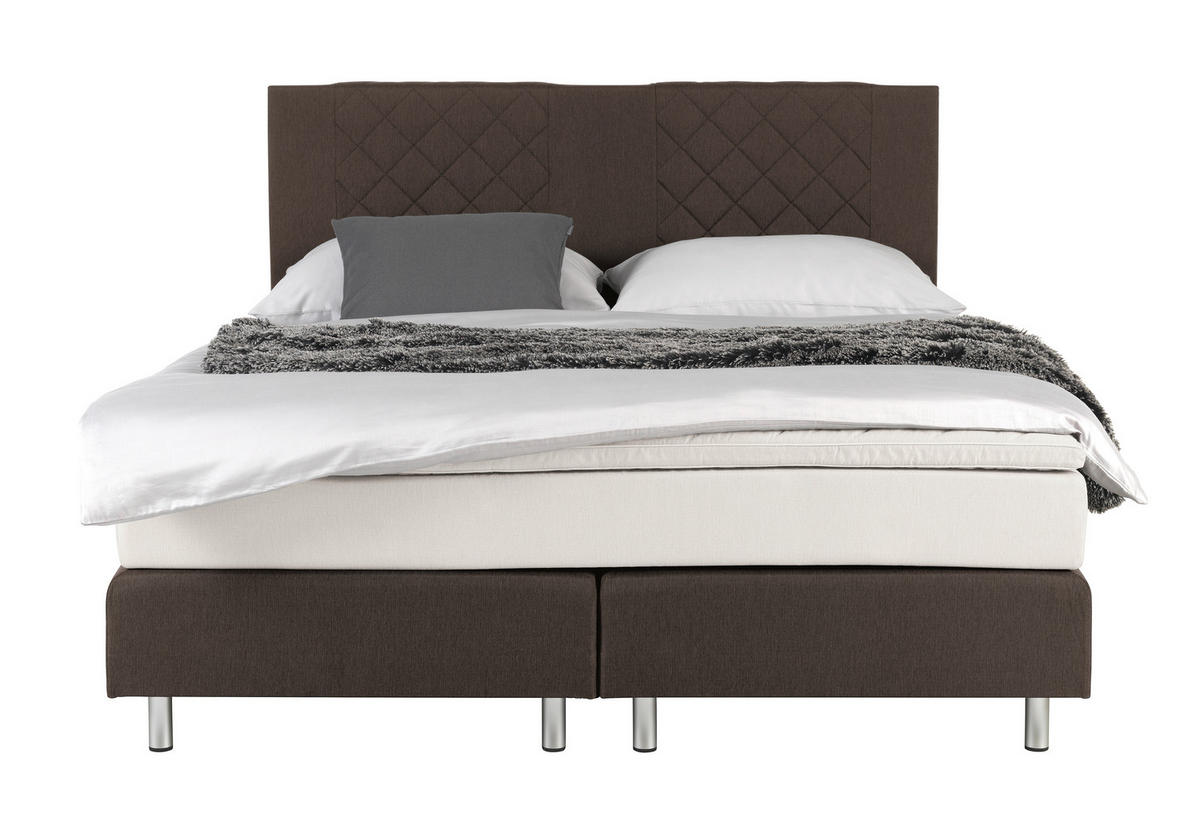 BOXSPRINGBETT 160/200 cm  in Braun  - Alufarben/Braun, Design (160/200cm) - Livetastic