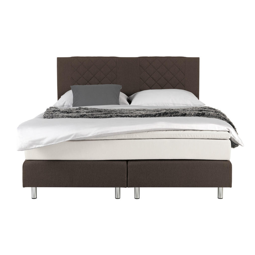 Thumbnail - Livetastic Boxspringbett, Braun, Holz, Metall, H2, Höhe ca. 17 cm, 180x200 cm, Stoffauswahl, Schlafzimmer, Betten, Boxsp...