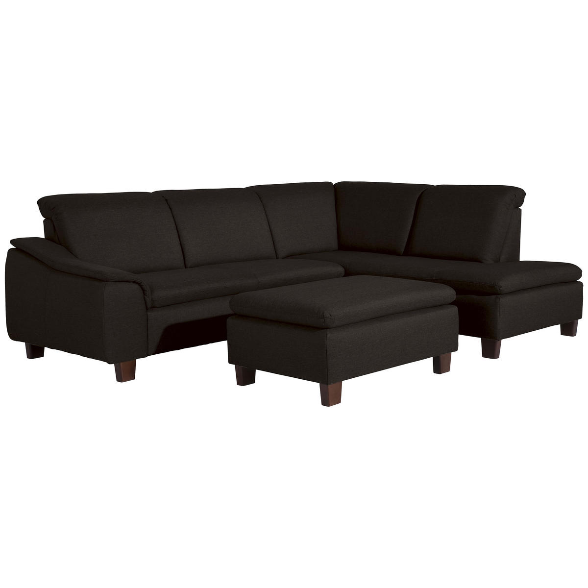ECKSOFA in Flachgewebe Dunkelbraun  - Dunkelbraun/Nussbaumfarben, Design, Holz/Textil (247/187cm) - Max Winzer